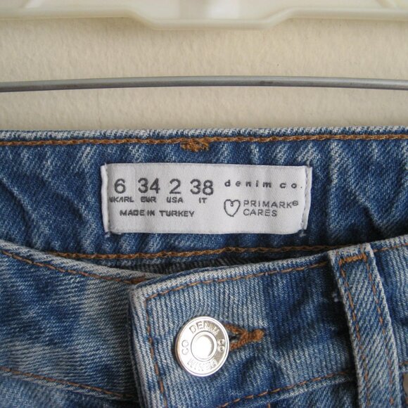 Checkered Straight Leg Slim Fit Denim Jeans, Women's Size 2, Blue - Picture 3 of 5